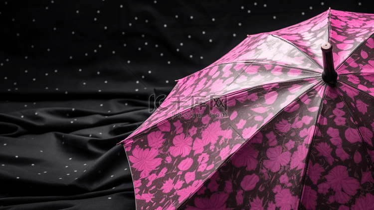 白色和黑色纺织品上的粉色雨伞