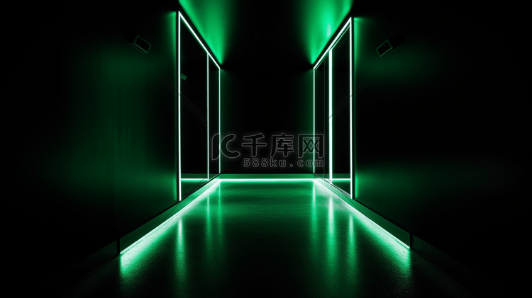 黑暗的房间里有白光和绿光03