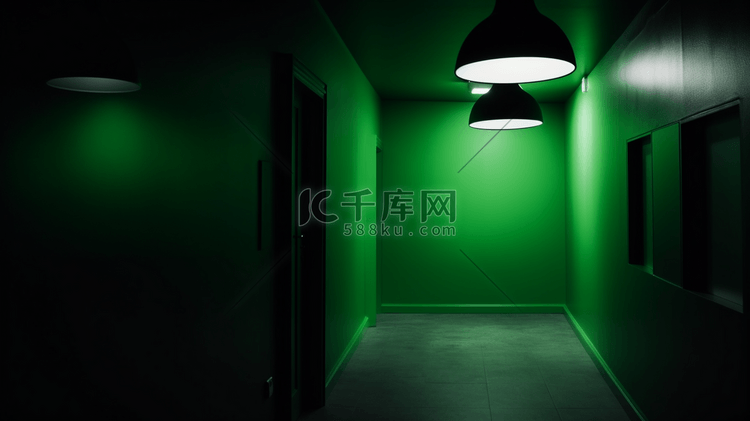 黑暗的房间里有白光和绿光01