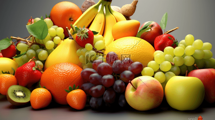 水果堆葡萄香蕉苹果橙子