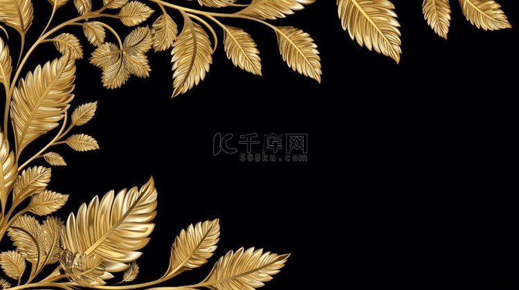 金色框架，配有装饰叶子和文本空