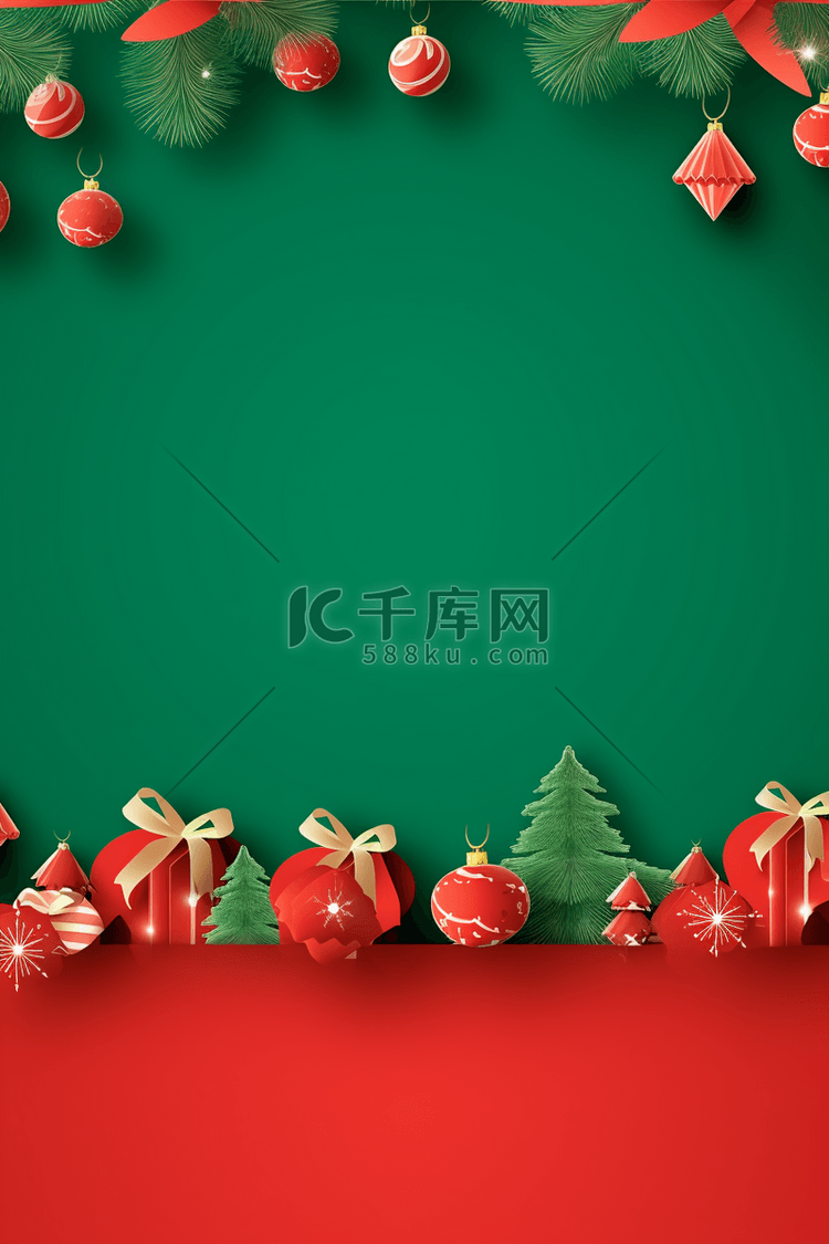 红绿搭配圣诞节促销海报背景