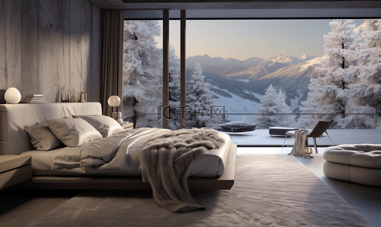 冬季场景现代卧室室内设计