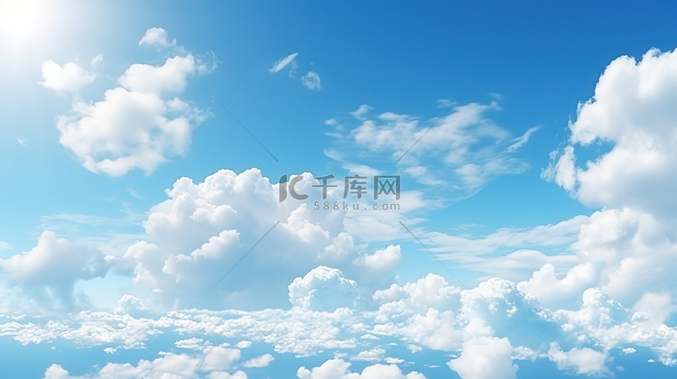 蓝色天空与蓬松云层天空背景9
