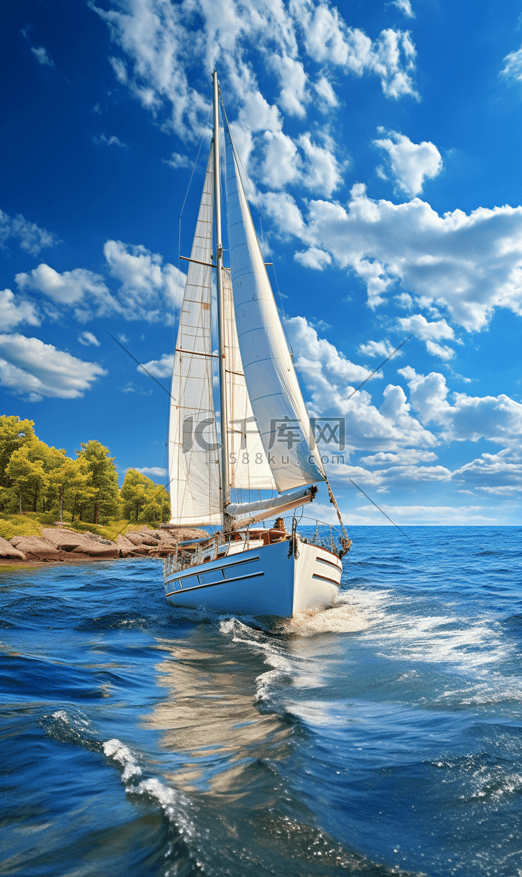 扬帆起航励志海报背景海洋帆船