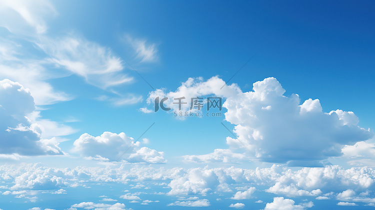 蓝色天空与蓬松云层天空背景1