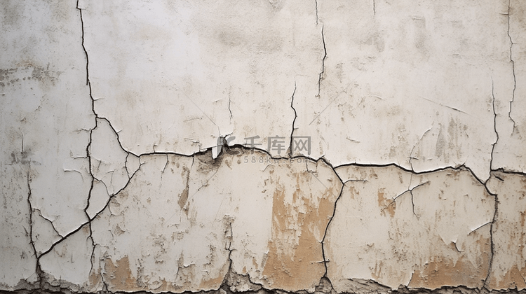 一面破裂的混凝土墙背景上的灰色
