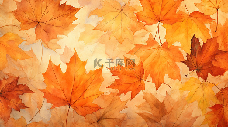 秋天的树叶浅橙色背景19