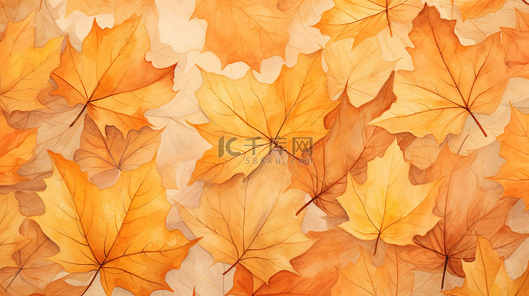 秋天的树叶浅橙色背景14