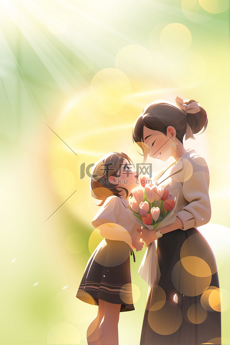 教师节老师学生绿色简约背景