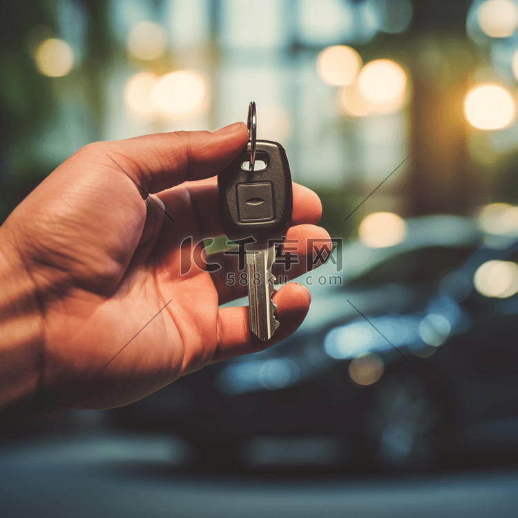 手握汽车钥匙-汽车销售和租赁经