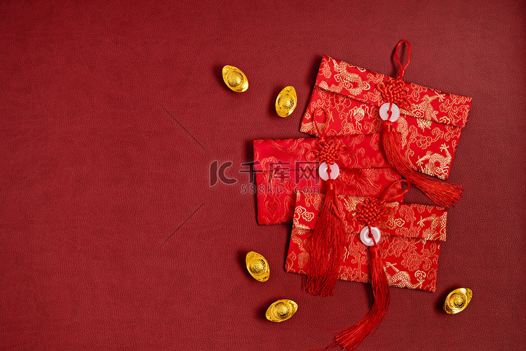 中国新年装饰比红色背景。传统的