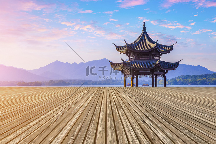 杭州西湖美丽的建筑景观