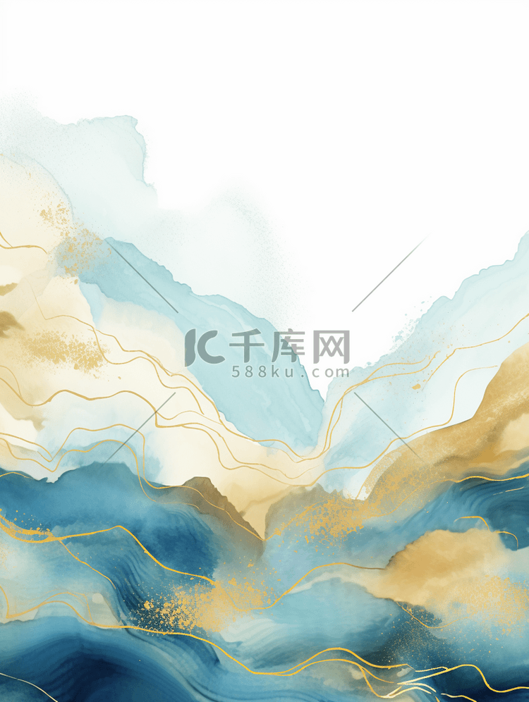 中国风描金山水纹理背景6