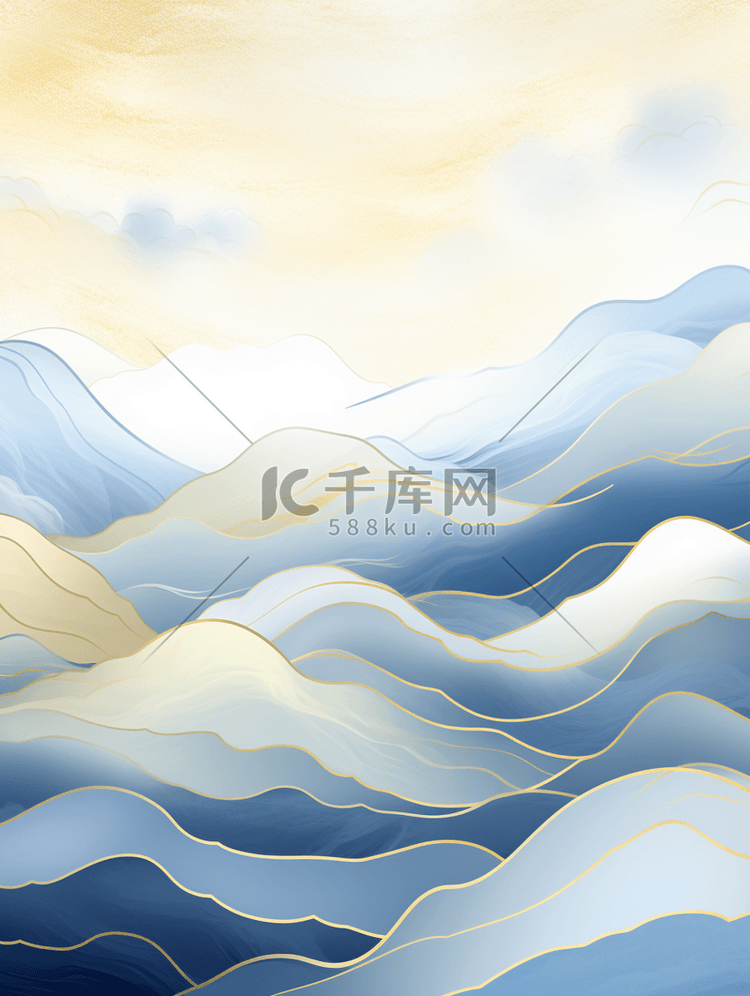 中国风描金山水纹理背景27