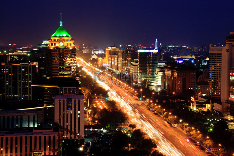 俯瞰北京长安街夜景
