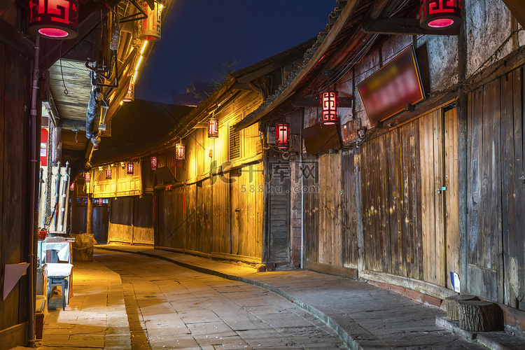 中国四川省成都古城的夜景