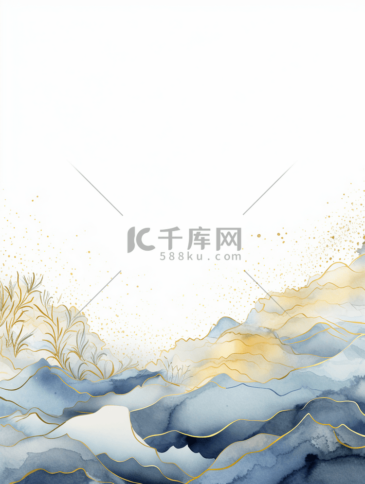 中国风描金山水纹理背景10
