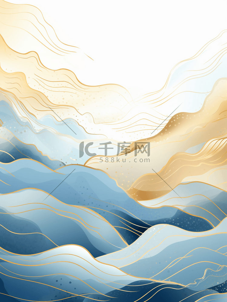 中国风描金山水纹理背景8