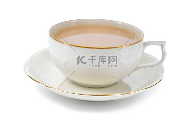 黑色陶瓷杯奶茶.