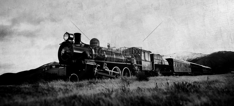 蒸汽火车在空旷的地方