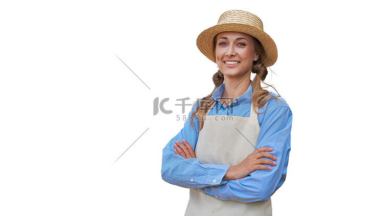 女人穿围裙白底农民务农白种人中