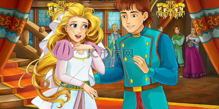 卡通童话场景-王子与公主-婚姻