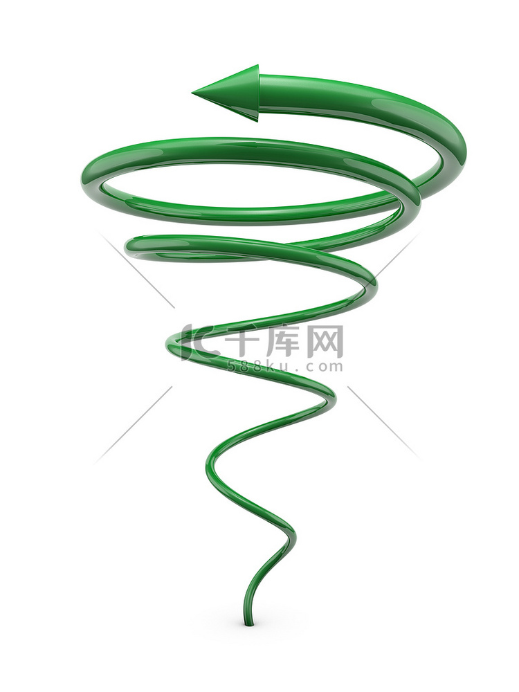 绿色螺旋带箭头的线