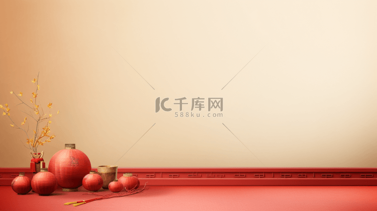 红色传统古典春节喜庆背景34