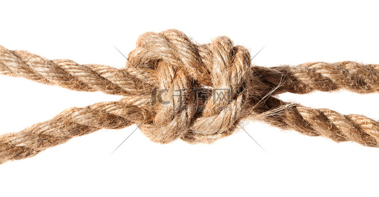 偷猎者结在厚厚的黄麻绳上特写