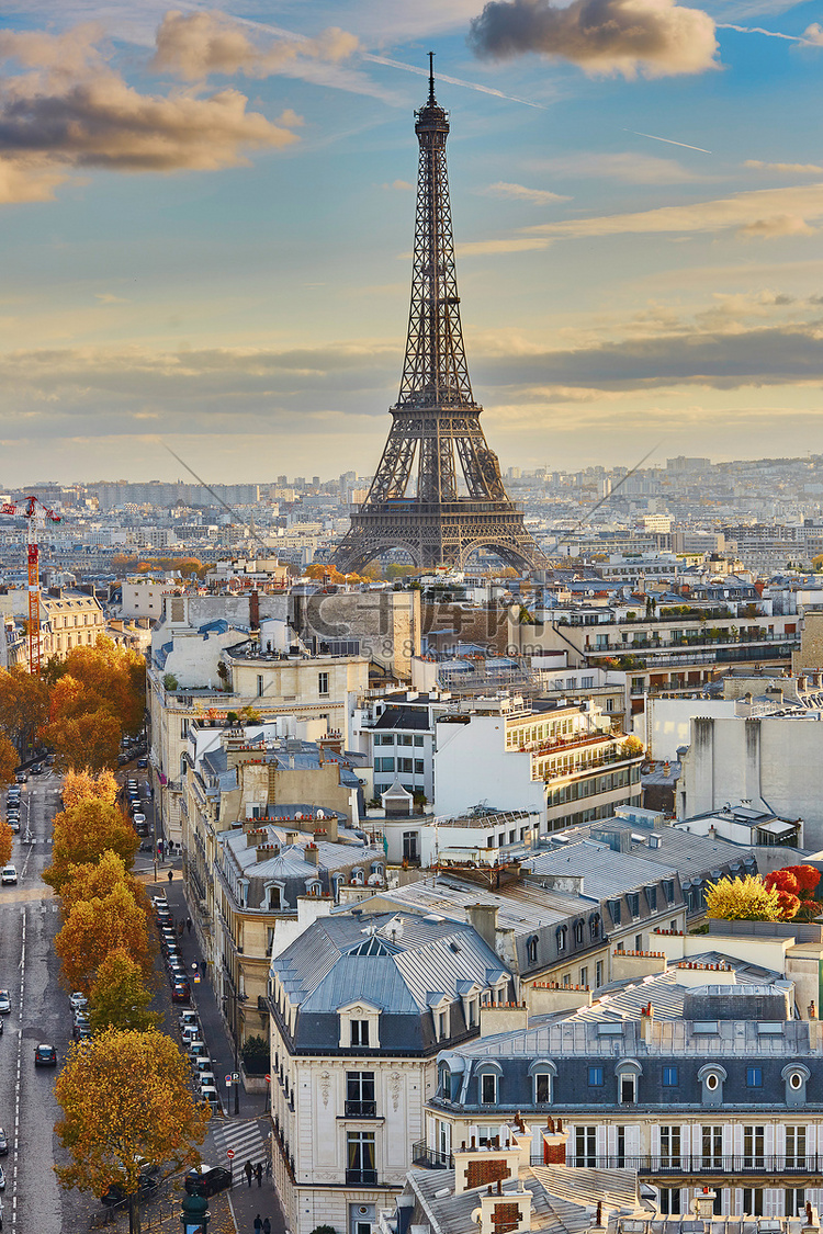 空中全景城市景观巴黎, 法国与
