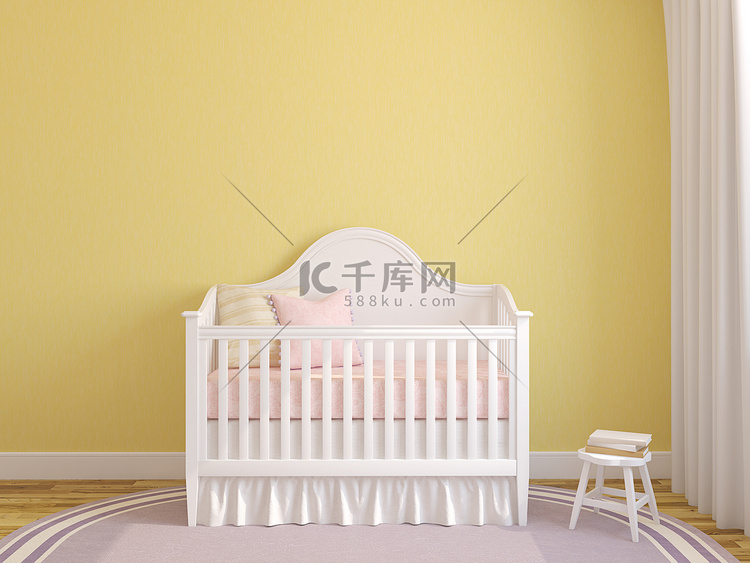 内部的育儿室，婴儿床