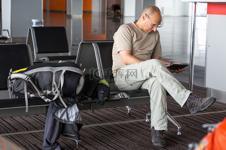 Aged passenger waiting for boarding