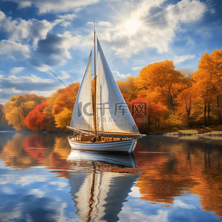 秋天的加拿大帆船