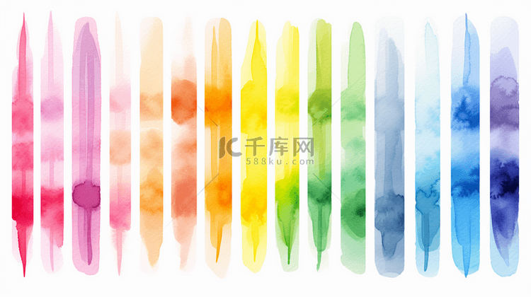 用水彩笔触呈现的多彩组合