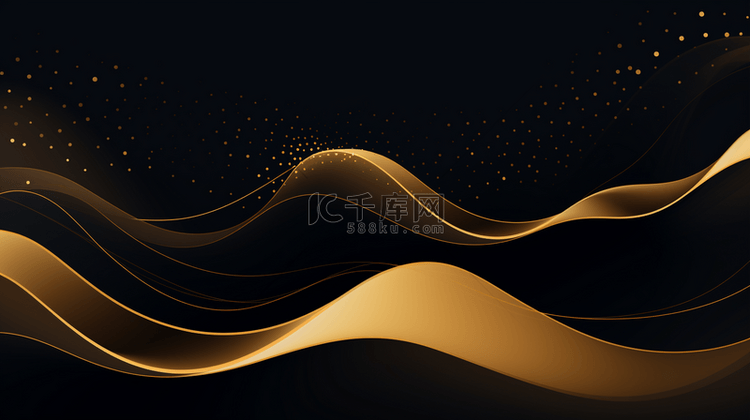 抽象波浪形白色和金色背景。
