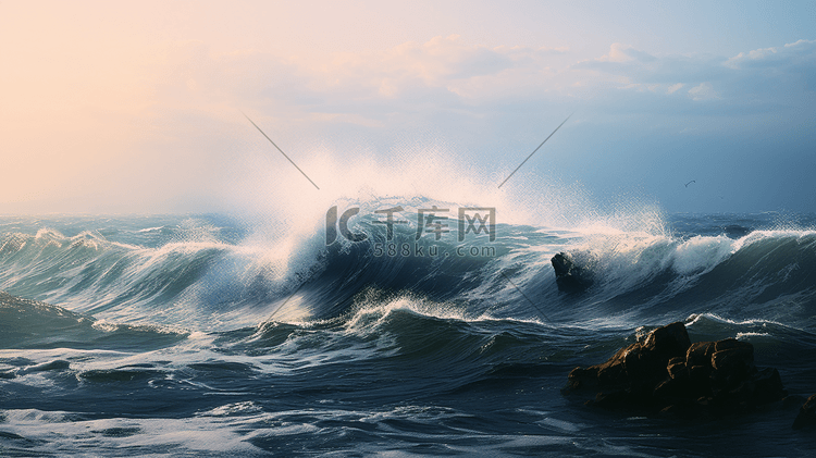 翻涌奔腾的海浪摄影