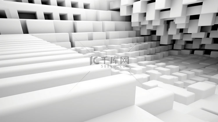 白色架构背景，3D渲染，现代几