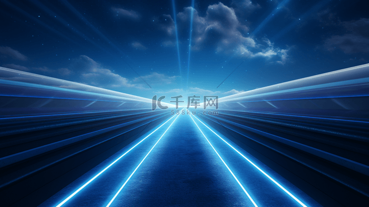 蓝色科技感未来光线隧道背景8