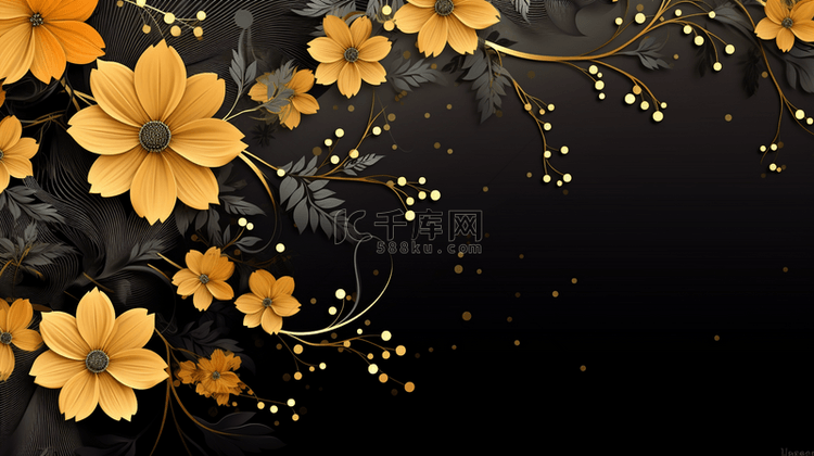 金色花卉装饰背景