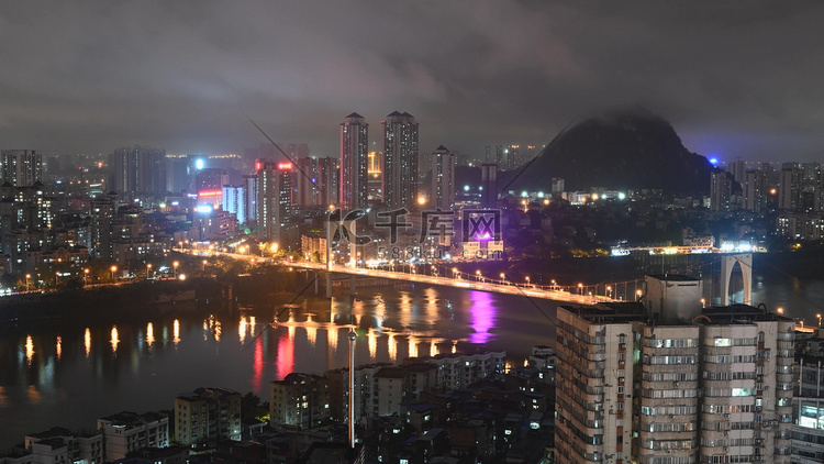 航拍大气重庆CBD灯光车流夜景