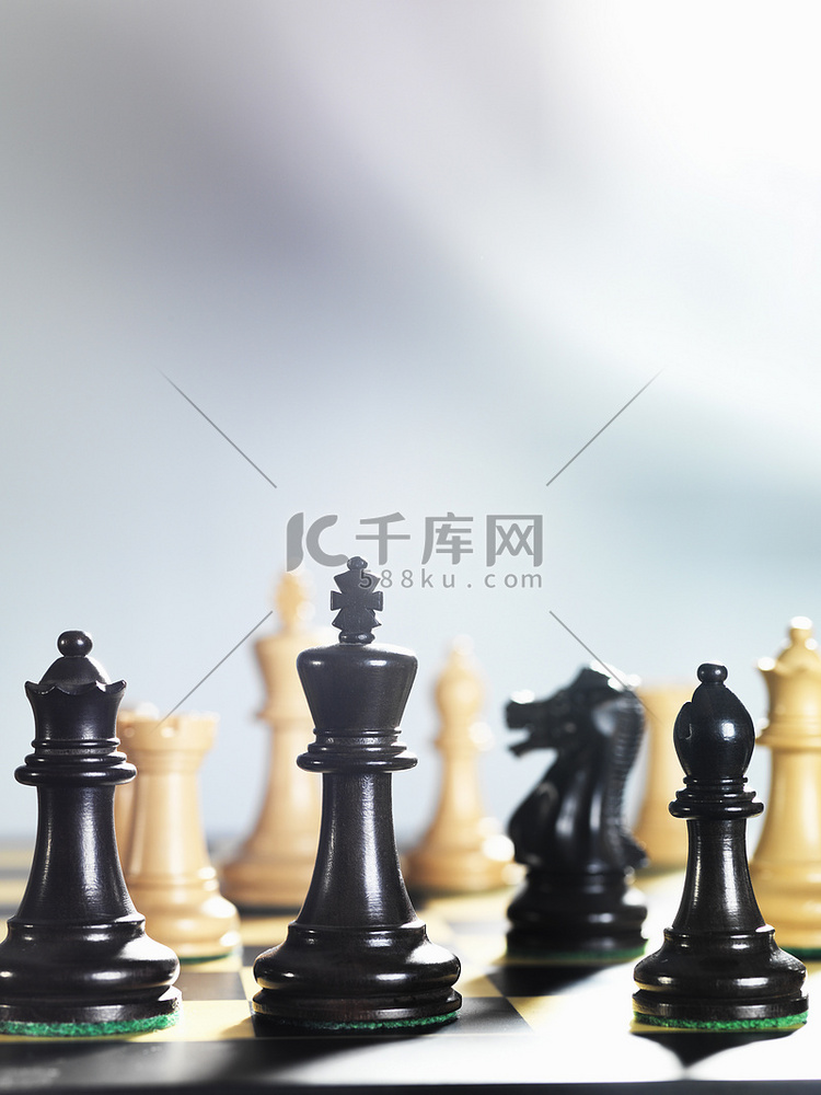 棋类游戏和棋子的前景焦点特写