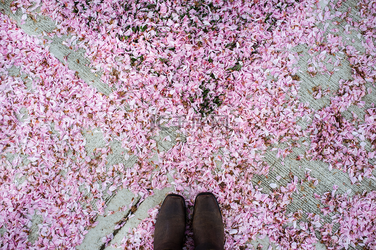 脚踏花开的人的视角形象