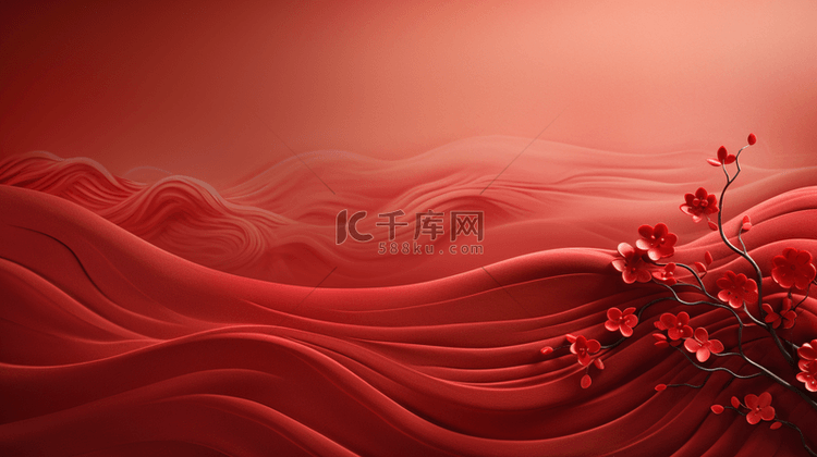 红色C4D中国风春节电商背景12