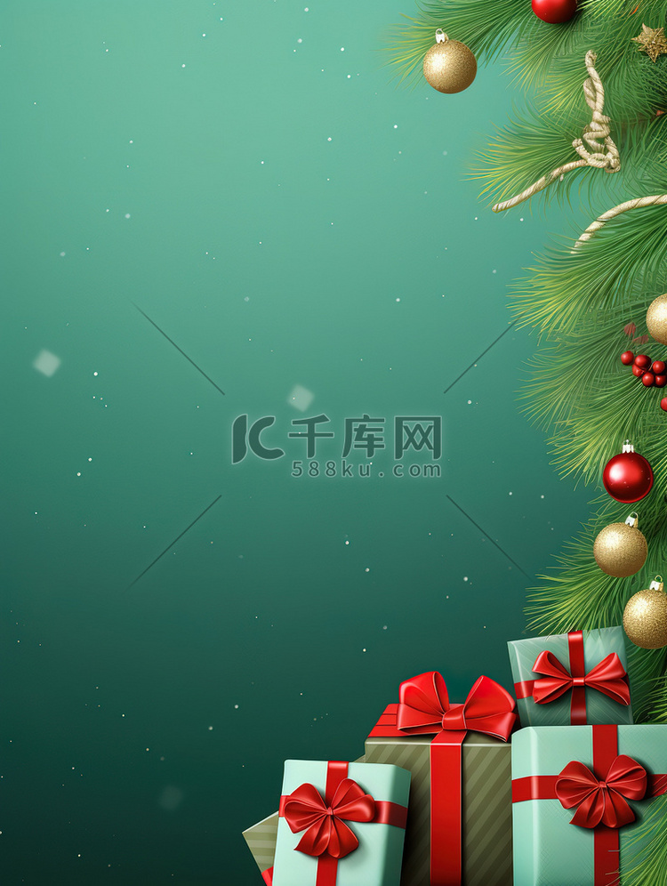 圣诞节日装饰绿色背景10