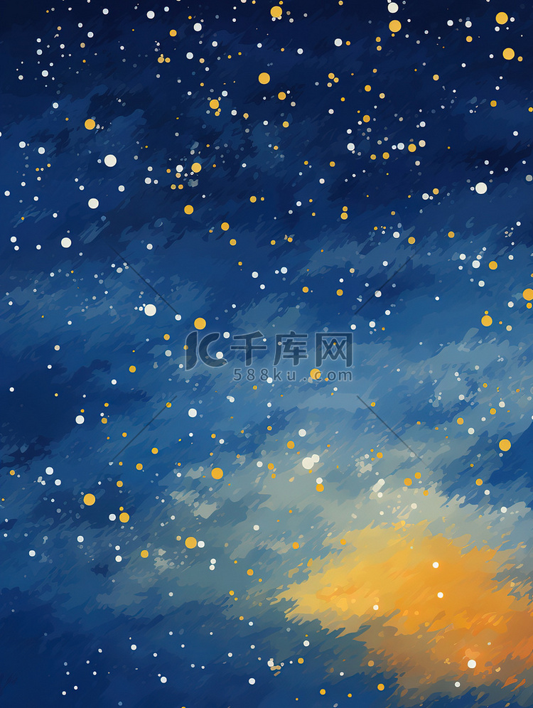 印象派绘画夜空明亮星星13
