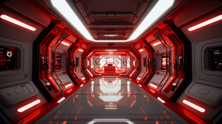 红色高科技隧道感创意展台背景5