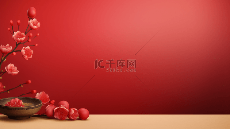 红色中国风传统古典梅花背景3
