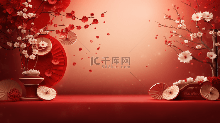 红色中国风传统古典吉祥喜庆背景