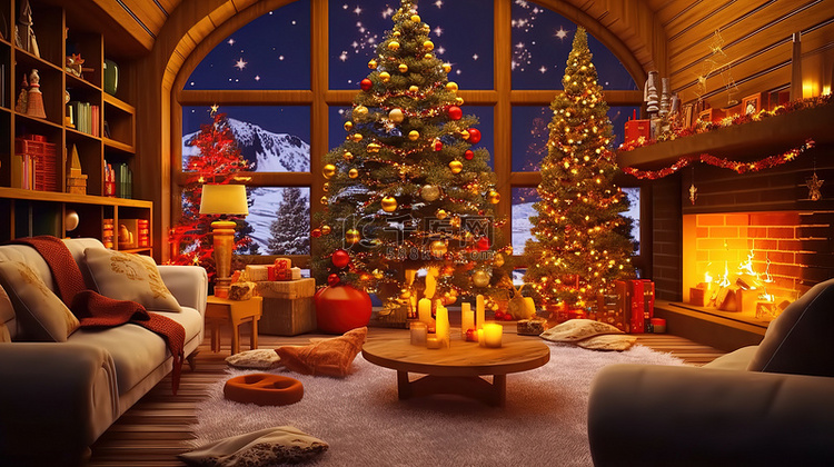 圣诞装饰的客厅壁炉8